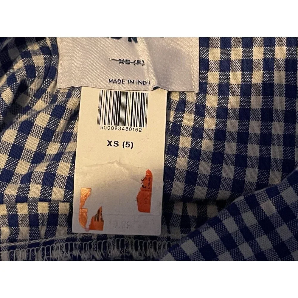 Old Navy Girl Cami Top Size XS 5 Navy Gingham SL Bow Back Adjustable Straps
